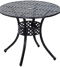 Outsunny 75" x 35" Outdoor Dining Table for 8 People, Rectangular Aluminum Frame Garden Table with All-Weather Faux Wood Top for Garden, Lawn, Patio, Black