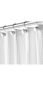 Creative Scents Fabric White Shower Curtain for Bathroom - Spa, Hotel Luxury Matt Waffle Weave Square Design, Water Repellent, 230 GSM Weighty Cloth, 72" x 72" for Decorative Bathroom Curtains