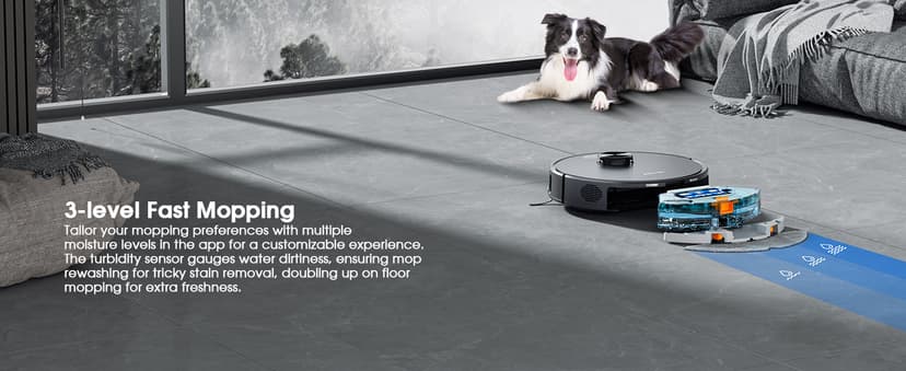 Robot Vacuum and Mop, Mapping Robotic Vacuums Cleaner with LiDAR Navigation Smart & Strong Suction, WiFi/App/Alexa/Voice Control, Obstacle Avoidance, for Home, Wood/Hard Floors, Pet Hair -Grey