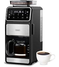 Gevi 10-Cup Coffee Maker with Built-in Burr Grinder, Programmable Timer, 1.5L Water Tank, Reusable Filter & Warming Plate – Drip Coffee Machine for Fresh Ground Coffee