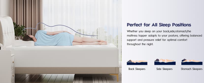 ELEMUSE Queen Size Dual Layer 3 Inch Memory Foam Mattress Topper, 2 Inch Cooling Gel Memory Foam and 1 Inch Thick Soft Pillow Top Mattress Pad Cover for Back Pain Relief, Bed Topper for Side Sleep