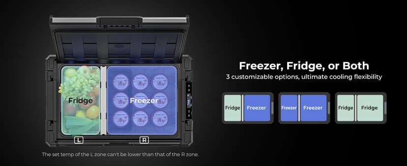 BougeRV 12 Volt Portable Refrigerator, 81 Quart Rocky V2.0 Dual Zone Car Fridge Freezer with LG Compressor, Compressor Cooler with App Control 12/24V DC, 110~240V AC for Camping, Travel, RV, Truck