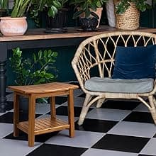 Teak Shower Bench, 20" Solid Wood Shower Stool Waterproof Shower Seat with Storage Shelf for Bathroom, Indoor & Outdoor Use