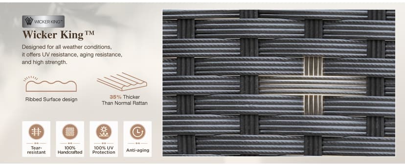 HERA'S HOUSE Patio Table and Chairs Set 7-Piece, HDPE Outdoor Dining Furniture Set with Cushions, All-Weather Wood Grain Table & Wicker Chairs for Backyard, Garden, Deck (Durable & Low Maintenance)