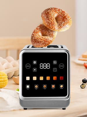 Toaster Touch Screen Toaster 2 Slice with LCD Display Stainless Steel Digital Timer Toasters 6 Bread Types& 6 Shade Settings Smart Extra Wide Slots Tostadora With Bagel Cancel,Defrost Functions