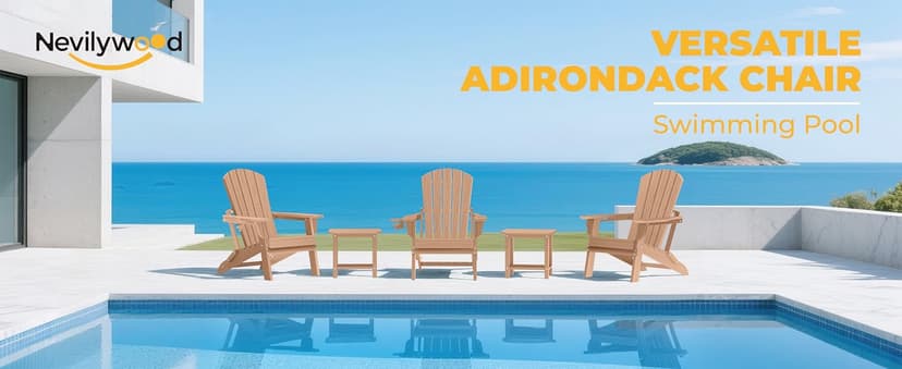 nevilywood Folding Adirondack Chair - Extended Ergonomic Backrest, Cup Holder - Easy Assembly - Durable HDPE Plastic, Weather Resistant & Maintenance-Free - Lawn, Patio, Deck Supports 400lbs Teak