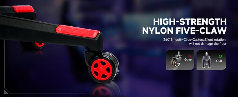 GTRACING Gaming Chair with Reclining Backrest, Adjustable Height and Swivel Base, Ergonomic Computer Chair with Headrest and Lumbar Support (Red)