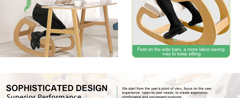 Predawn Ergonomic Kneeling Chair, Rocking Chair Stool, Knee Chair, Posture Chair for Home Office Meditation Wooden & Linen Cushion-Office Desk Chair for Back Neck Pain Relief & Improving (White Oak)