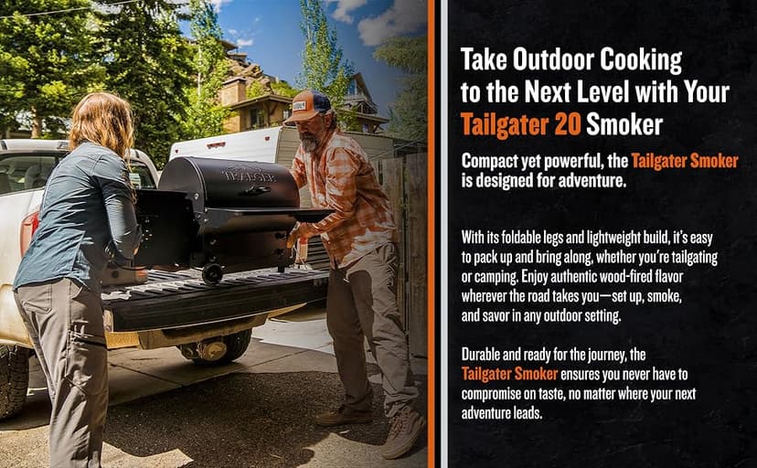 Traeger Grills TFB30KLF Tailgater 20 Portable Electric Wood Pellet Grill and Smoker – Foldable Legs, 6-in-1 Versatility, 300 sq. in. Cooking Space for Tailgating, Camping, and Outdoor BBQ