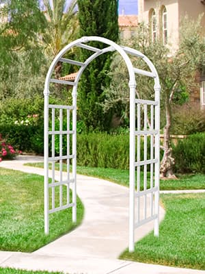 41" W x 86" H Vinyl Arbor, Vinyl Arch, Garden Arch Arbor for Outdoor, Yard, Garden, Climbing Plants - White