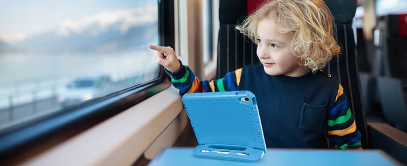ProCase Kids Case for iPad A16 11th Generation 2025/iPad 10th Generation 2022 with Pencil Holder, iPad 11/10 Case Shockproof Lightweight Cover with Stand Convertible Handle for Children -Blue