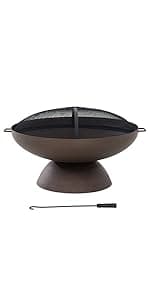 Sunjoy Outdoor Fireplace, Patio Wood Burning Fireplace with Steel Chimney, Mesh Spark Screen Doors, Fire Poker, and Removable Grate, Copper and Black