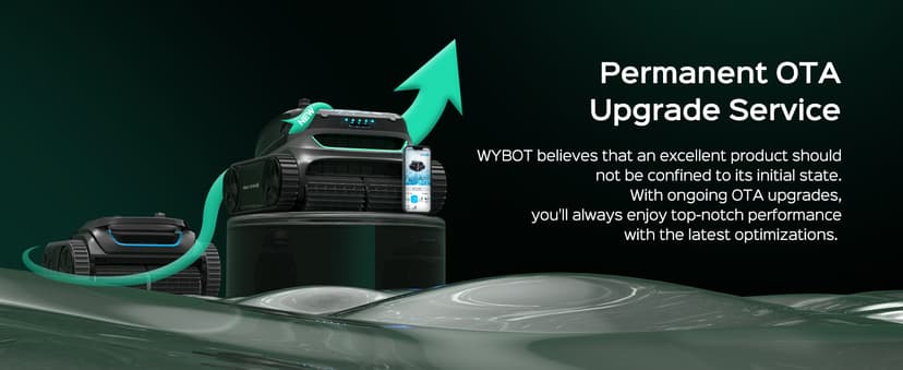 WYBOT S2 Cordless Robotic Pool Cleaner, Smart Navigation Inground Pool Vacuum Lasts 180 Mins, Wall Climbing & Waterline Cleaning for Pools up to 3229 Sq.ft, Switch/App Mode, Dual Filtration