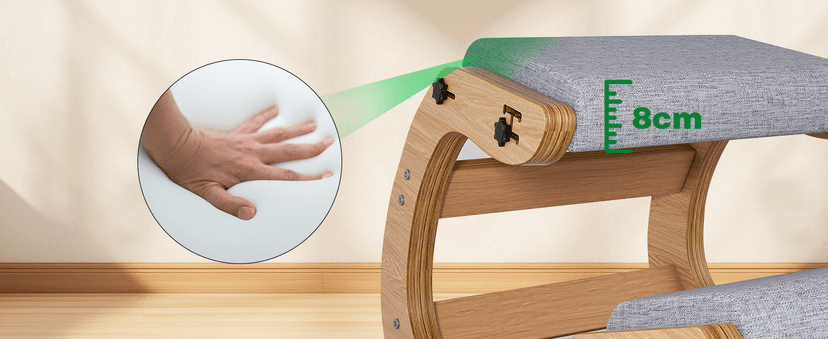 Ergonomic Kneeling Chair with Wooden Frame - Adjustable Height Office Chair with Soft Padding for Back Pain Relief, Posture Correcting Home & Office Desk Chair