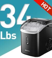 EUHOMY Nugget Ice Makers Countertop, Pebble Ice Maker Machine with 35lbs/24H Soft Ice, Self-Cleaning Sonic Ice Maker with Ice Scoop&Basket, Pellet Ice Maker for Home/Kitchen/Office(Stainless Steels)