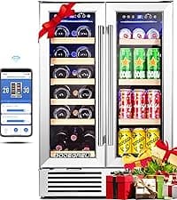 BODEGA 24 Inch Wine Cooler Refrigerator, 46 Bottle Dual Zone Wine Fridge with Double-Layer Tempered Glass Door,wine refrigerator with Temperature Memory Function, Built-in or Freestanding wine cooler.