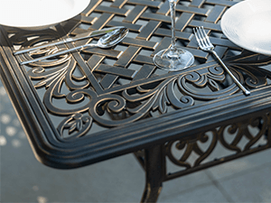 7-Piece Patio Furniture Dining Set, All-Weather Cast Aluminum Outdoor Table and Chairs for 6, Includes 4 Fixed Chairs & 2 Swivel Chair & 60’’ Rectangular Dining Table, Red