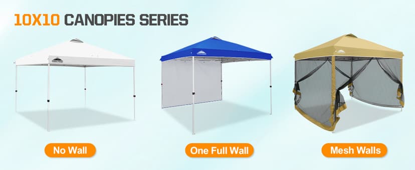 EAGLE PEAK Pop Up Canopy Tent with Wheeled Carry Bag, 8 Stakes, 4 Ropes, 4 Weight Bags, Easy Set Up Tent Canopy, 10x10 ft, 100sqft of Shade, Blue