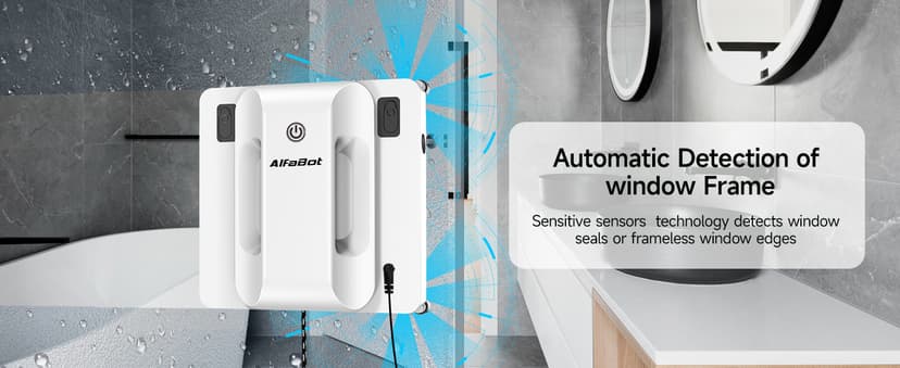 AlfaBot Window Cleaning Robot, 4500PA High Suction Power Window Cleaner with Dual Water Spray,3.0 Path Planning, Edge Detection Technology,Perfect for High-Rise Windows, Big Glass