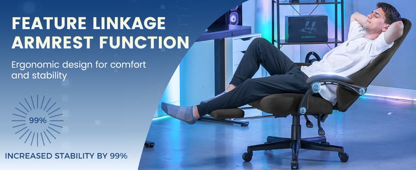 GTPLAYER Gaming Chair Fabric with Pocket Spring Cushion, Big and Tall Gamings Chairs 350LBS High Back Computer Chair with Footrest for Adults Lumbar Support Swivel Game Chair for Office Gaming Gray