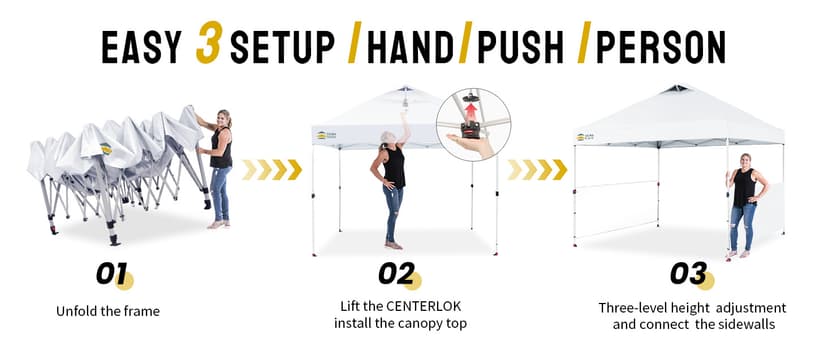 CROWN SHADES 10x10 Pop up Canopy Tent Instant Canopy with 150D Silver Coated Fabric Including 2 Half Sidewalls, 4 Ropes, 8 Stakes, 4 Weight Bags, STO 'N Go Bag, White