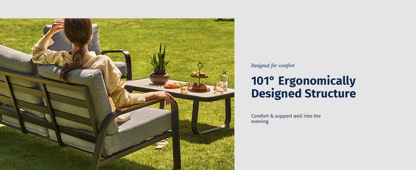 EAST OAK 5 Seats Patio Furniture Set, Waterproof Outdoor Patio Furniture with Thick Cushion, 4-Piece Outside Conversation Set with Coffee Table for Garden and Yard, Misty Grey