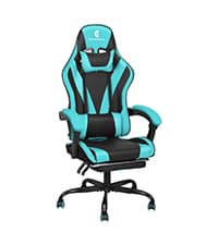 Gaming Chair with Linkage Armrest & Footrest, High Back Video Gaming Chair, Black/Grey
