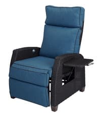 Grand patio Outdoor Recliner with Independent Adjustable Back and Footrest, Air Pump 150° Lay Flat Reclining Chair Removable Olefin Cushion Flip-Up Table Wicker Grey 1PC