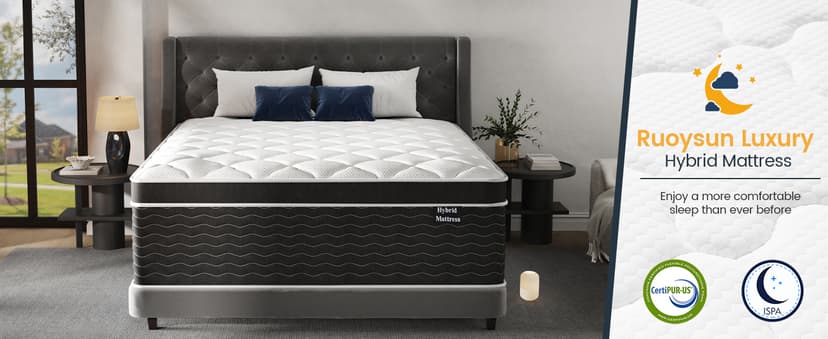 Queen Mattress, 14 inch Queen Bed Mattress in a Box, Firm Hybrid Mattresses with Gel Memory Foam and Pocket Springs, Pressure Relief & Upgraded Support, Cooling and Breathable