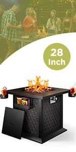 Ciays 42 Inch Gas Fire Pit Table, 60,000 BTU Propane Pits for Outside with Steel Lid and Lava Rock, 2 in 1 Firepit Table Gatherings Parties on Patio Deck Garden Backyard, Black