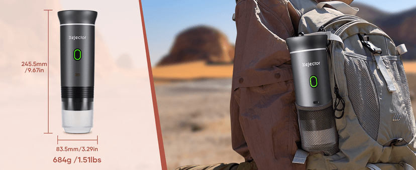 kejector Portable Coffee Maker Espresso Machine for Travel Nano Car Coffee Maker Compatible with Ground Coffee & NS Capsule for RV, Hiking Camping Office, Travel Espresso Maker Electric Gray