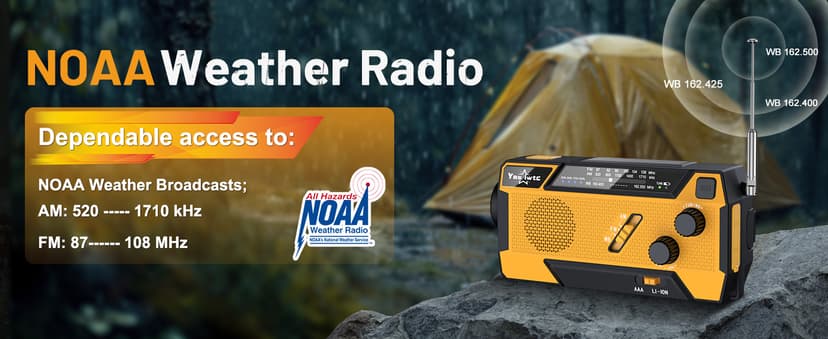 Hand Crank Emergency Radio NOAA Weather Radio 7400mWh Battery Operated 3 in 1 Charging Cable Hand Crank Charger with AM FM Portable Solar Powered Radio for Winter Storm Hurricane Survival Gear