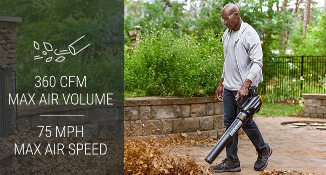 WORX 20V Cordless Leaf Blower WG547, Electric Blower, Powerful Turbine Fan Technology, 2-Speed Control, for One-Hand Operation, PowerShare – 1pc 2.0 Ah Battery and 1pc 0.4 A Charger Included