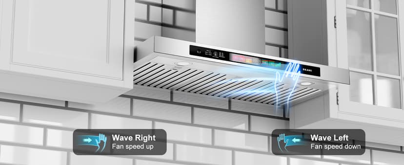BRANO 30 Inch Wall Mount Range Hood 900 CFM with Voice/Gesture/Touch Control, Stainless Stee Ducted Kitchen Hood Vent with 4 Speed Exhaust Fan, Memory Mode, Adjustable Lights