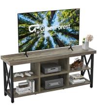 GreenForest End Table with 2-Tier Storage Shelf, 24 inch Large Side Table for Living Room,Modern Nightstand for Bedroom Bedside Office Farmhouse, Grey Wash