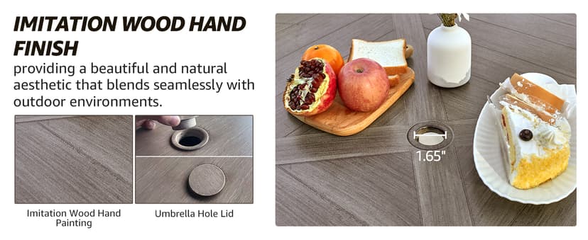 NATURAL EXPRESSIONS 5-Piece Outdoor Patio Dining Set, 4pcs Patio Swivel Rocking Chairs and 38’’ Round Dining Table with 1.65’’ Umbrella Hole