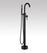 WOODBRIDGE 67" Acrylic Freestanding Bathtub Contemporary Soaking White Tub with Brushed Gold Overflow and Drain,B0010-BG