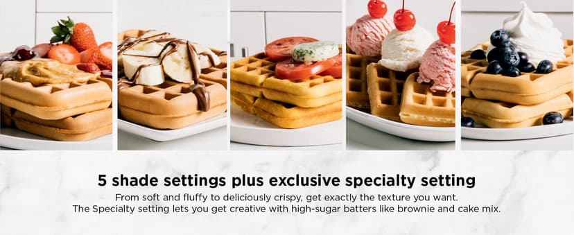 Ninja BW1001 NeverStick PRO Belgian Waffle Maker, Vertical Design, 5 Shade Settings, with Precision-Pour Cup & Chef-curated Recipe Guide, Black & Silver