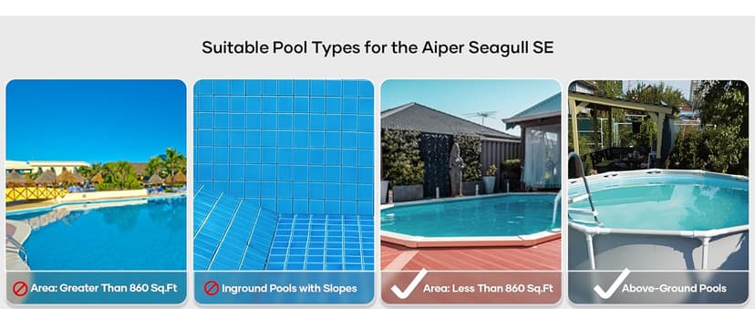 AIPER Cordless Robotic Pool Vacuum, Self-Parking Technology, Portable, Ideal for Above-Ground Flat Pool up to 40 Feet