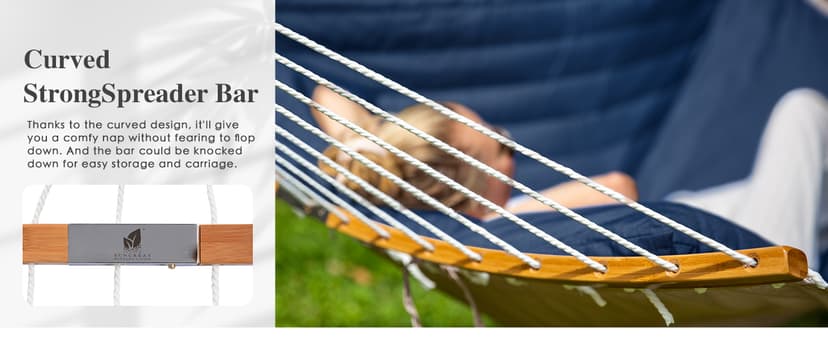 SUNCREAT Portable Outdoor Hammock with Stand, Heavy Duty Hammock with Carrying Bag, Soft Pillow, Balance Ropes, Dark Blue