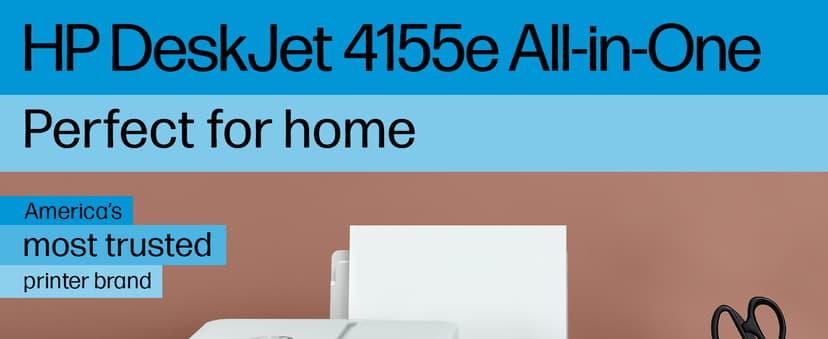 HP DeskJet 4155e Wireless Color Inkjet Printer, Print, scan, copy, Easy setup, Mobile printing, Best-for home, 3 month Instant Ink trial included, white