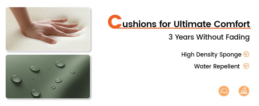 Patio Furniture Set, 7-Piece Outdoor Sectional All-Weather Wicker Patio Conversation Set for Backyard (Green Cushions with Grey Rattan)