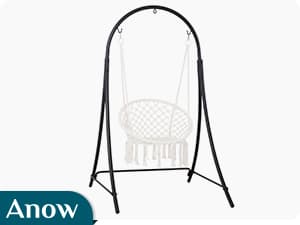 ANOW Adjustable Hammock Chair Swing Stand Only, Heavy Duty Hanging Chair Stand with Safety Hooks for Indoors Outdoors, Max 400 Lbs, Plus Size Version, Black
