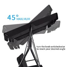 3-Seat Patio Swing Chair,Outdoor Porch Swing with Adjustable Canopy and Durable Steel Frame for Patio, Garden, Poolside (Black)