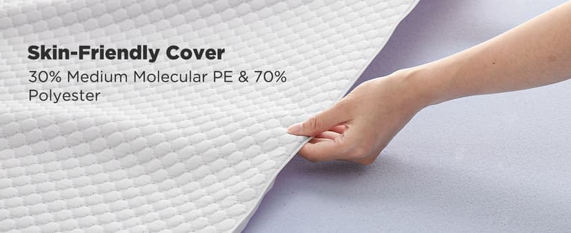 PERLECARE 3 Inch Gel Memory Foam Mattress Topper for Pressure Relief, Premium Soft Cooling Sleep, Non-Slip Design with Removable & Washable Cover, CertiPUR-US Certified - Queen