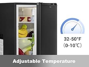 SMETA 12 Volt Refrigerator 12v 1.2 cuft RV Mini Fridge with Lock Truck Refrigerator DC 12V|110V Compact Small Fridge for Freightliner Cascadia Wheeler Trucker Drivers, Camper, Boat, Marine