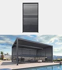 PURPLE LEAF Louvered Pergola 94AS 12' x 16' Outdoor Aluminum Pergola with Adjustable Roof for Deck Backyard Garden Grey Hardtop Gazebo