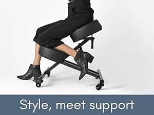 Sleekform Ergonomic Kneeling Chair - Adjustable Seat Angle and Height - Ergonomic Posture Kneeling Stool Chairs for Office and Home - Thick Comfortable Cushions, Wheels