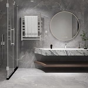 8-Bar Heated Towel Rack - Slim Design, Quick Heating, Adjustable Temperature, 24-Hour Timer - Brushed Stainless Steel - Ideal for Hot Towels in Bathroom