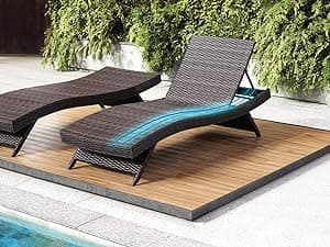 Nestl Chaise Lounge Chair Outdoor Set of 2, Wicker Patio Lounge Chair, Outdoor Lounge Chair with Reclining Backrest